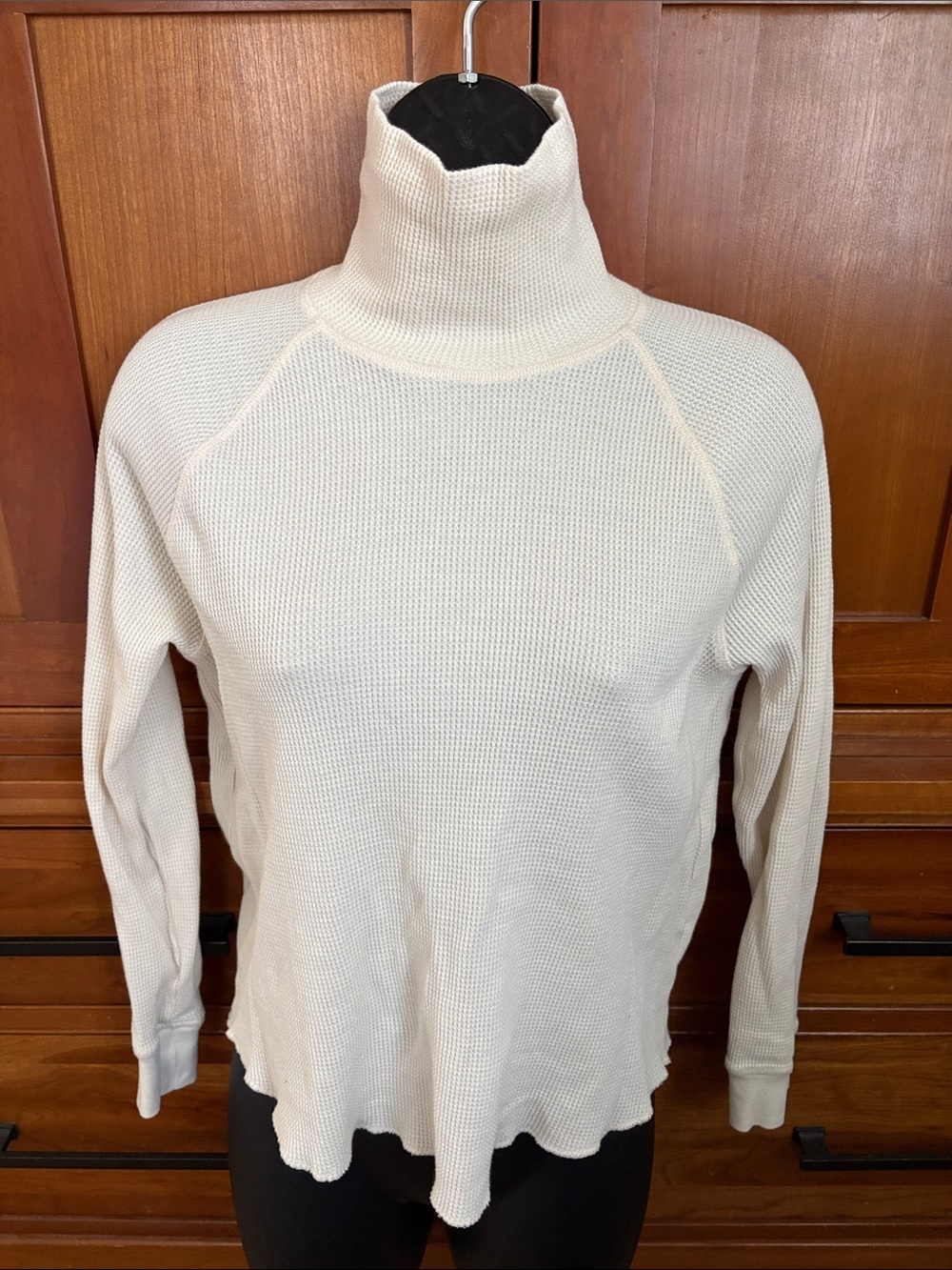 Everlane organic cotton Cream Turtleneck Waffle-Knit Women's top